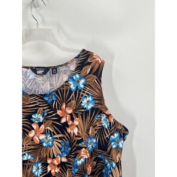 Lands End Tropical Floral Tank Top Sz 2X - Picture 2 of 6